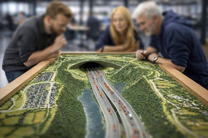 lower thames crossing model with designers