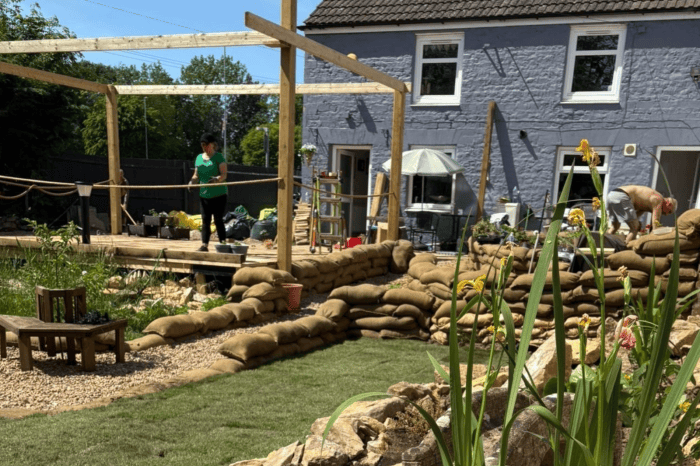 National Highways’ A14 Nene Viaduct team donate materials for veteran centre’s garden transformation