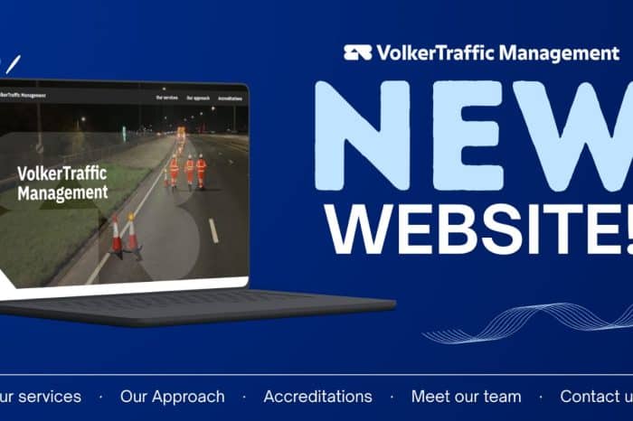 Laptop displaying traffic management software with workers on a road at night.