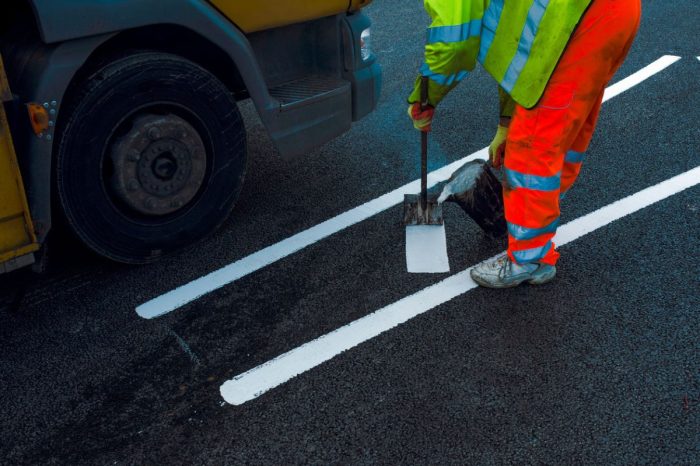 Road marking work on the M80 near Glasgow