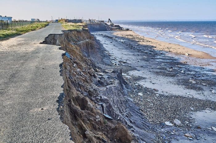 storm damage cut into the carriageway