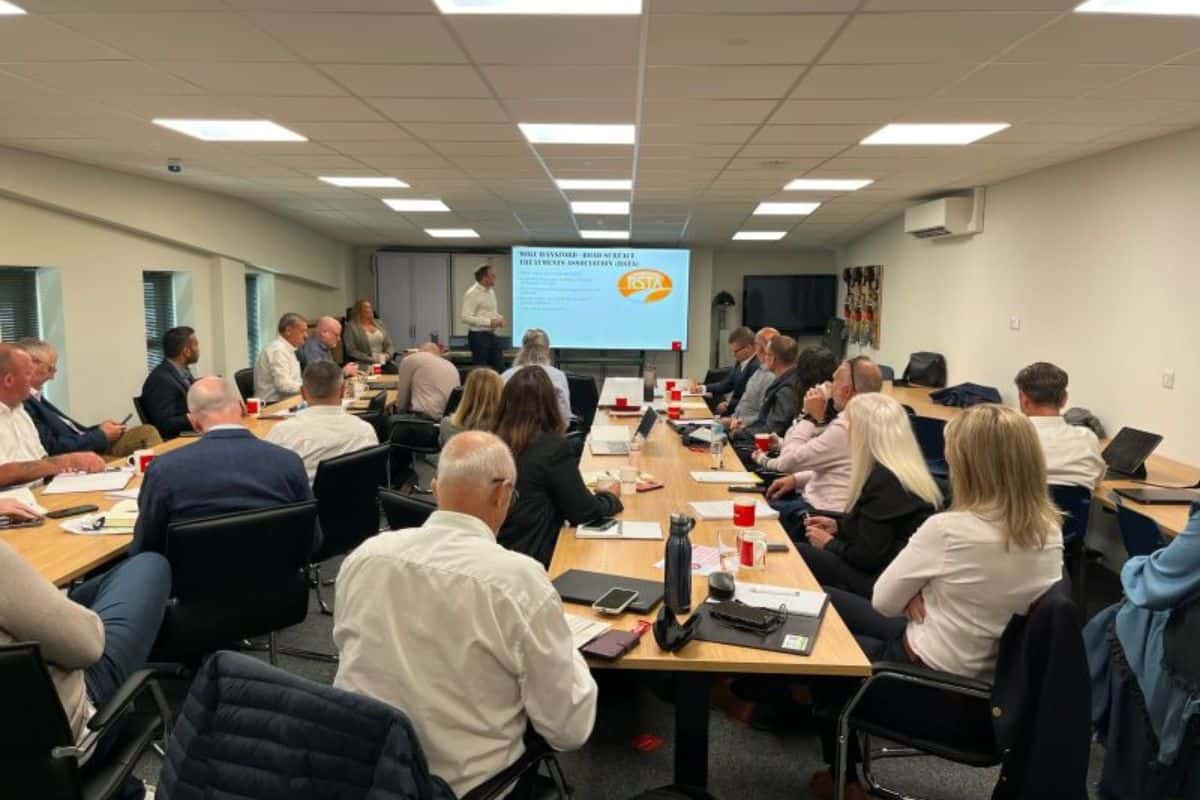 Highways firms unite behind RAISE roadworker abuse reporting platform industry representatives meeting at McCann Ltd’s training centre in Nottingham